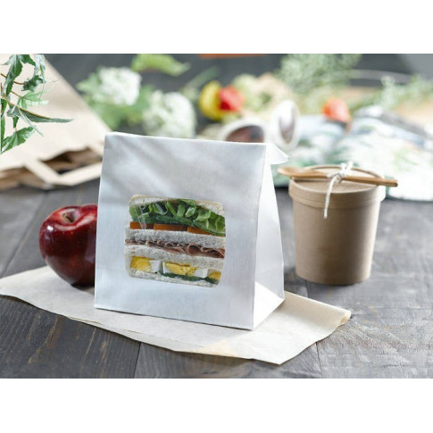 Sac bloomer papier blanc avec fenêtre 150x75mm H220mm