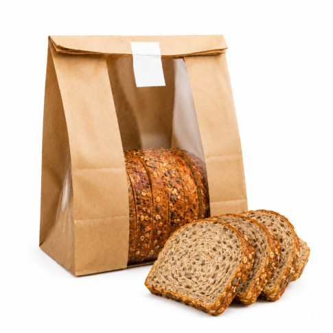 Sac SOS papier kraft brun avec fenêtre  180x110mm H265mm
