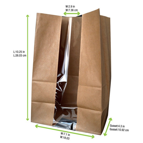 Sac SOS papier kraft brun avec fenêtre  180x110mm H265mm