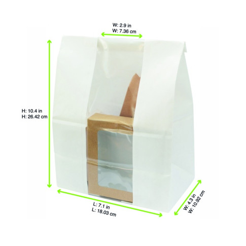 Sac SOS papier blanc avec fenêtre  180x110mm H265mm