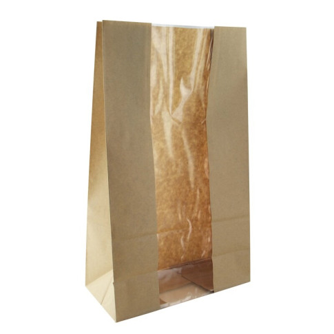 Sac SOS papier kraft brun avec fenêtre  225x120mm H375mm