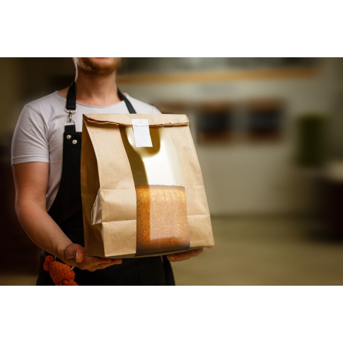 Sac SOS papier kraft brun avec fenêtre  225x120mm H375mm