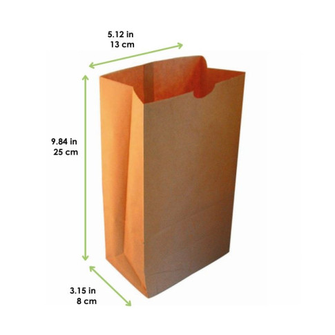 Sac SOS papier kraft brun  130x80mm H250mm