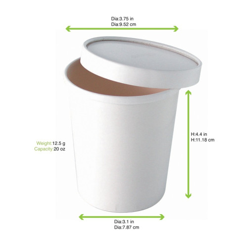 Pot carton blanc chaud et froid   H114mm 570ml