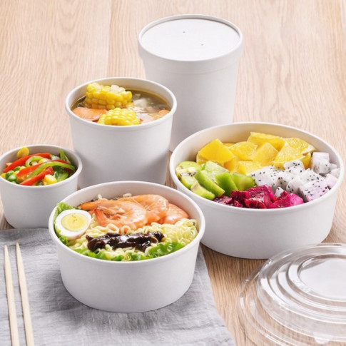Pot carton blanc chaud et froid avec couvercle carton   H85mm 350ml