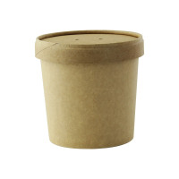 Pot carton brun chaud et froid avec couvercle carton   H85mm 350ml