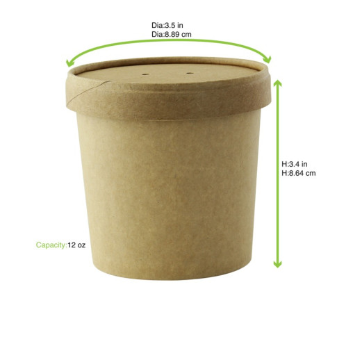 Pot carton brun chaud et froid avec couvercle carton   H85mm 350ml