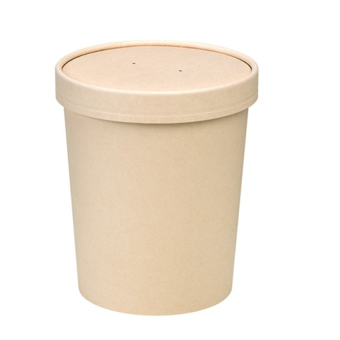 Pot carton fibre de bambou chaud et froid avec couvercle   H140mm 940ml