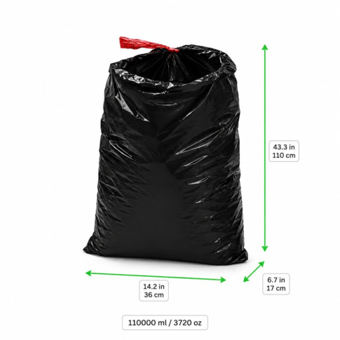 Sac poubelle noir  360x170mm H1 100mm 110000ml