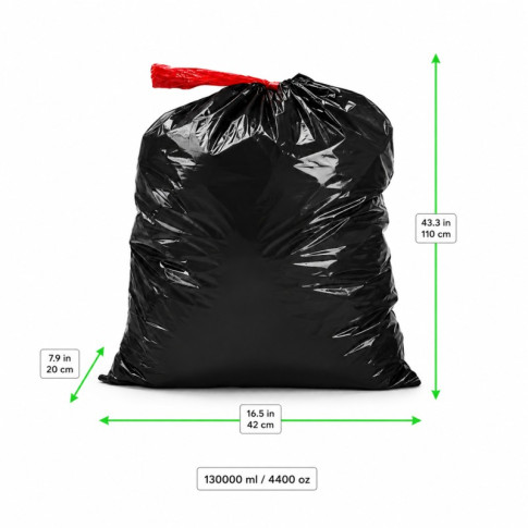 Sac poubelle noir  420x200mm H1 100mm 130000ml