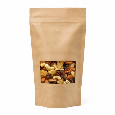 Sac poche debout kraft transparent avec zip de fermeture  160x37mm H240mm