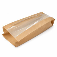Sac baguette à fenêtre papier kraft brun  100x40mm H580mm