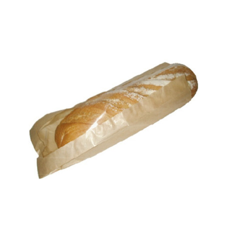 Sac baguette à fenêtre papier kraft brun  100x40mm H580mm