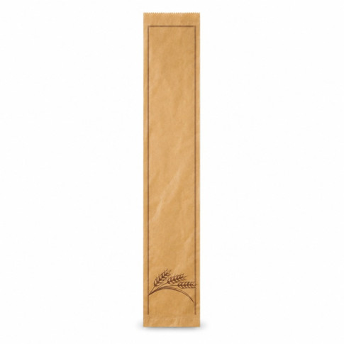 Sac à pain papier kraft brun décor marron  120x80mm H490mm