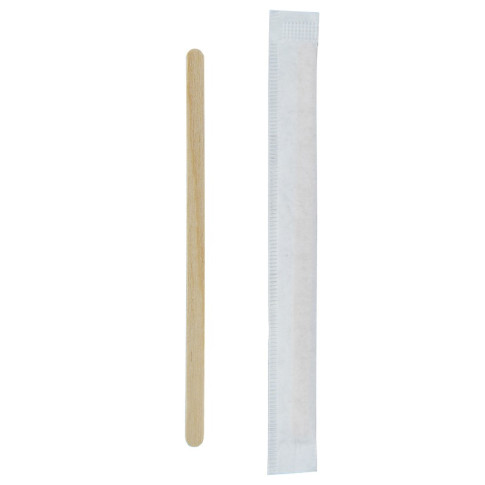 Spatule à café en bois emballée individuellement  5 H110mm