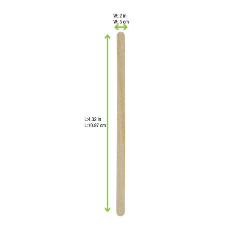 Spatule à café en bois à bouts arrondis  5 H110mm