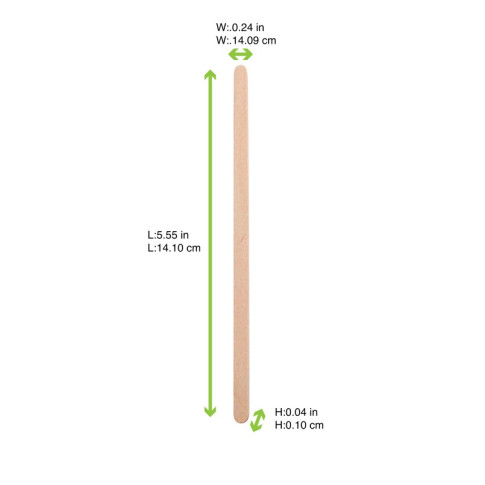 Spatule à café en bois à bouts arrondis  5 H140mm