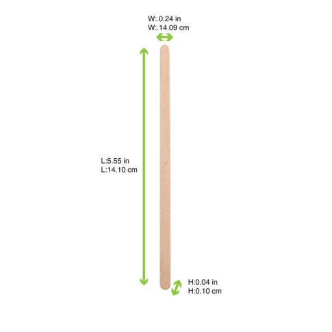 Spatule à café en bois à bouts arrondis  5 H140mm