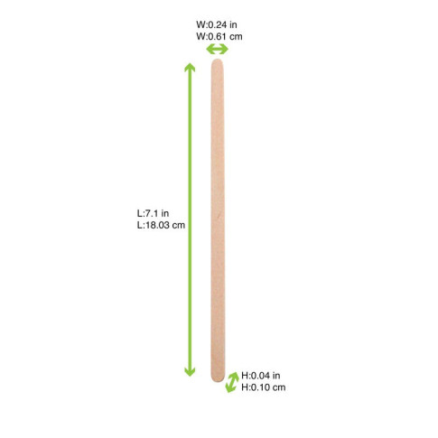 Spatule à café bois à bouts arrondis en boite distributrice  6 H176mm