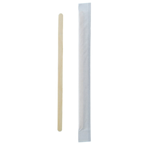 Spatule à café en bois emballée individuellement  5x10mm H140mm