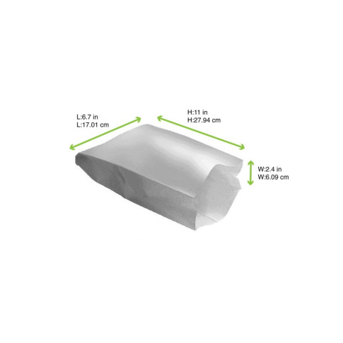 Sac papier laminé blanc pour part de pizza  170x60mm H280mm