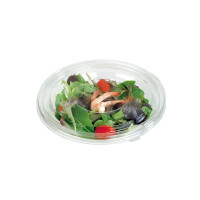 Saladier plastique PET rond transparent avec couvercle  H60mm 1000ml