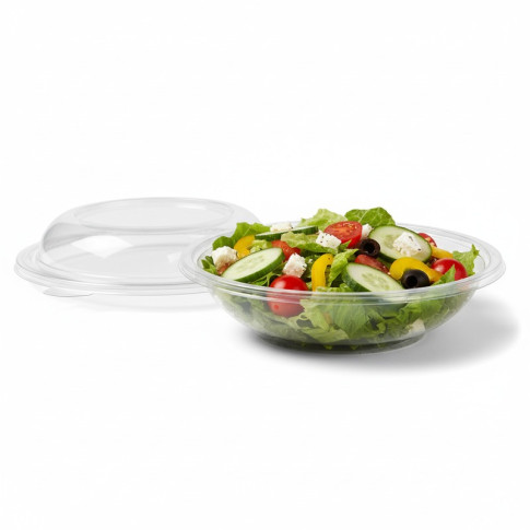 Saladier PET rond transparent avec couvercle   H40mm 750ml
