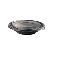 Saladier PET rond noir avec couvercle   H30mm 750ml
