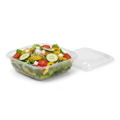 Saladier PET carré transparent  190x190mm H55mm 1000ml