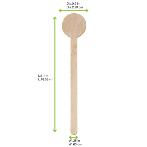 Spatule à café en bois à embout rond  H180mm