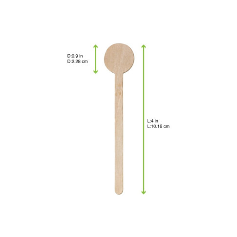 Spatule à café en bois à embout rond  H101mm
