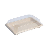 Barquette pulpe avec couvercle PS transparent "Itto"  188x130mm H15mm