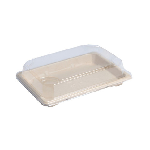 Barquette pulpe avec couvercle PS transparent "Itto"  188x130mm H15mm