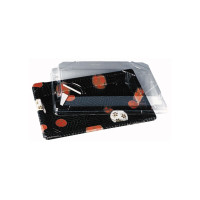 Barquette sushi rectangulaire plastique décor "Kamon" 180x125mm H18mm