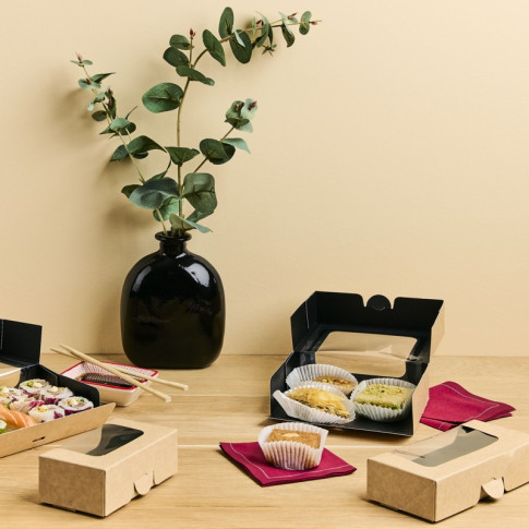Boîte sushi avec fenêtre antibuée pour 12-14 pieces 179x106mm H40mm