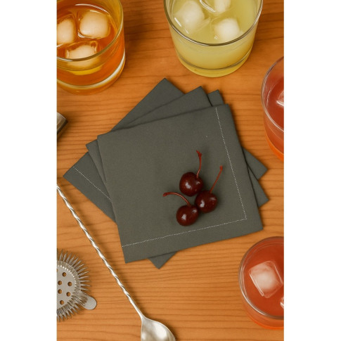 Serviette cocktail coton gris  200x195,2mm