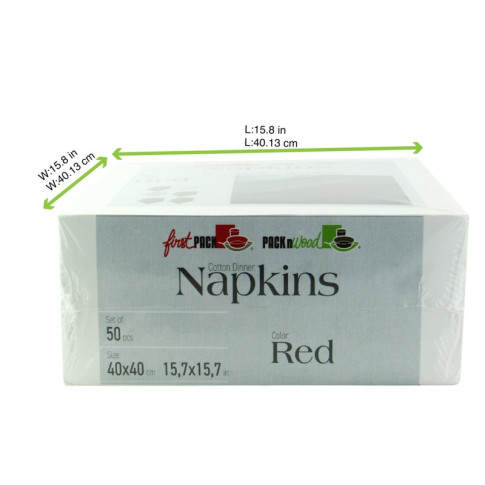 Serviette de table coton rouge  400x395mm