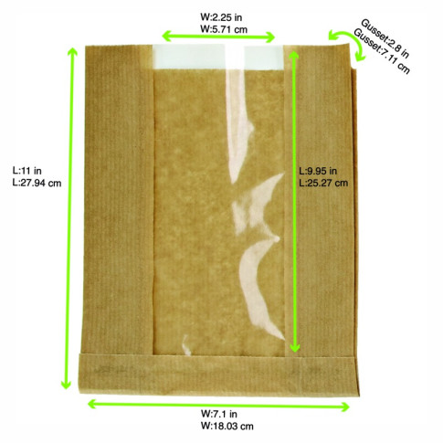 Sac papier kraft brun à fenêtre  180x70mm H280mm