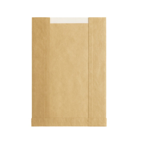 Sac papier kraft brun à fenêtre microperforée 220x110mm H350mm