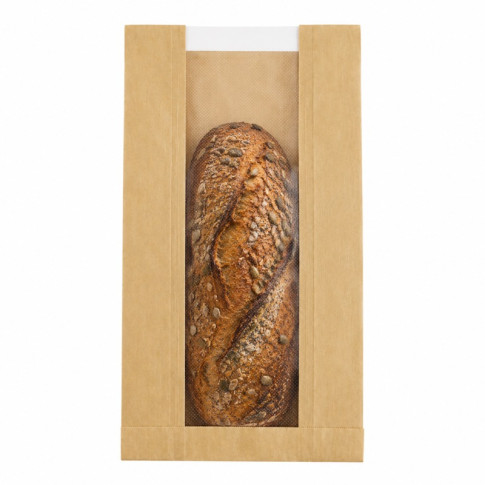 Sac papier kraft brun à fenêtre microperforée 220x110mm H350mm