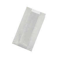 Sac blanc ingraissable en papier kraft à fenêtre plastique PP 220x120mm H50mm