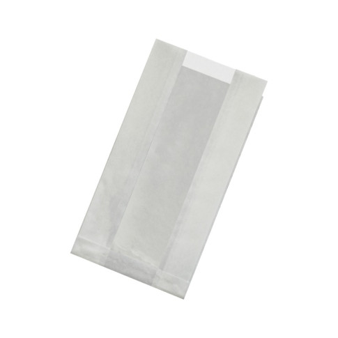 Sac blanc ingraissable en papier kraft à fenêtre plastique PP 220x120mm H50mm