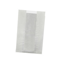 Sac blanc ingraissable en papier kraft à fenêtre plastique PP 280x180mm H80mm