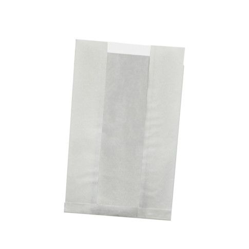 Sac blanc ingraissable en papier kraft à fenêtre plastique PP 280x180mm H80mm