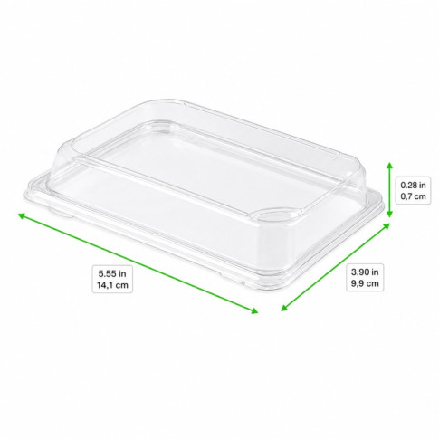Couvercle dôme transparent en plastique PET 141x99mm H7mm