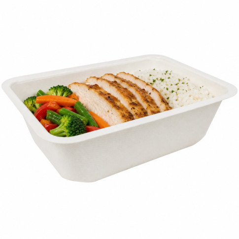 Barquette scellable pulpe laminée PLA  190x137mm H55mm 950ml
