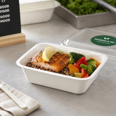 Barquette scellable pulpe laminée PLA  190x137mm H55mm 950ml