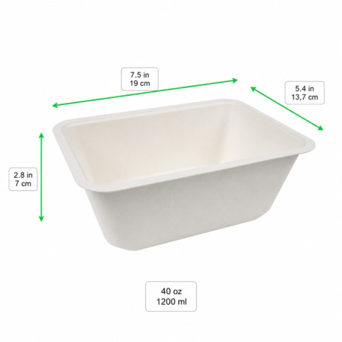 Barquette scellable pulpe laminée PLA  190x137mm H70mm 1200ml
