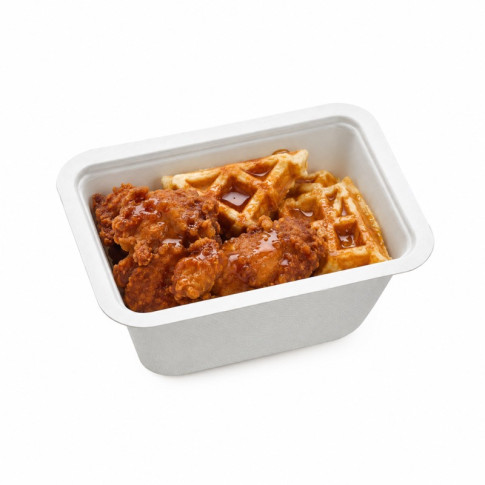 Barquette scellable pulpe laminée PLA  137x95mm H63mm 500ml