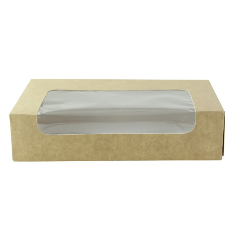 Boite carton kraft  laminé  à fenêtre  190x113mm H44mm